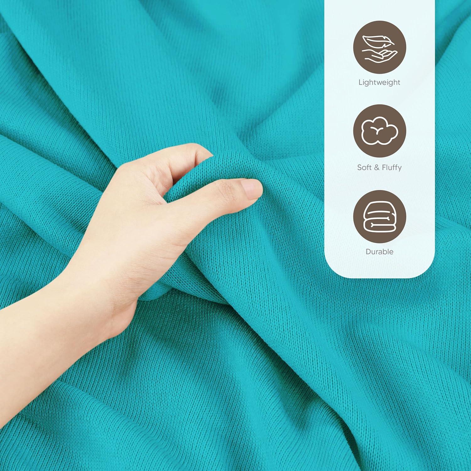 imageUtopia Bedding Knit Blanket Queen Size 90x90 Inches Grey Soft Lightweight Jersey Breathable Sweatshirt Blanket for BedCouch ampamp SofaTurquoise