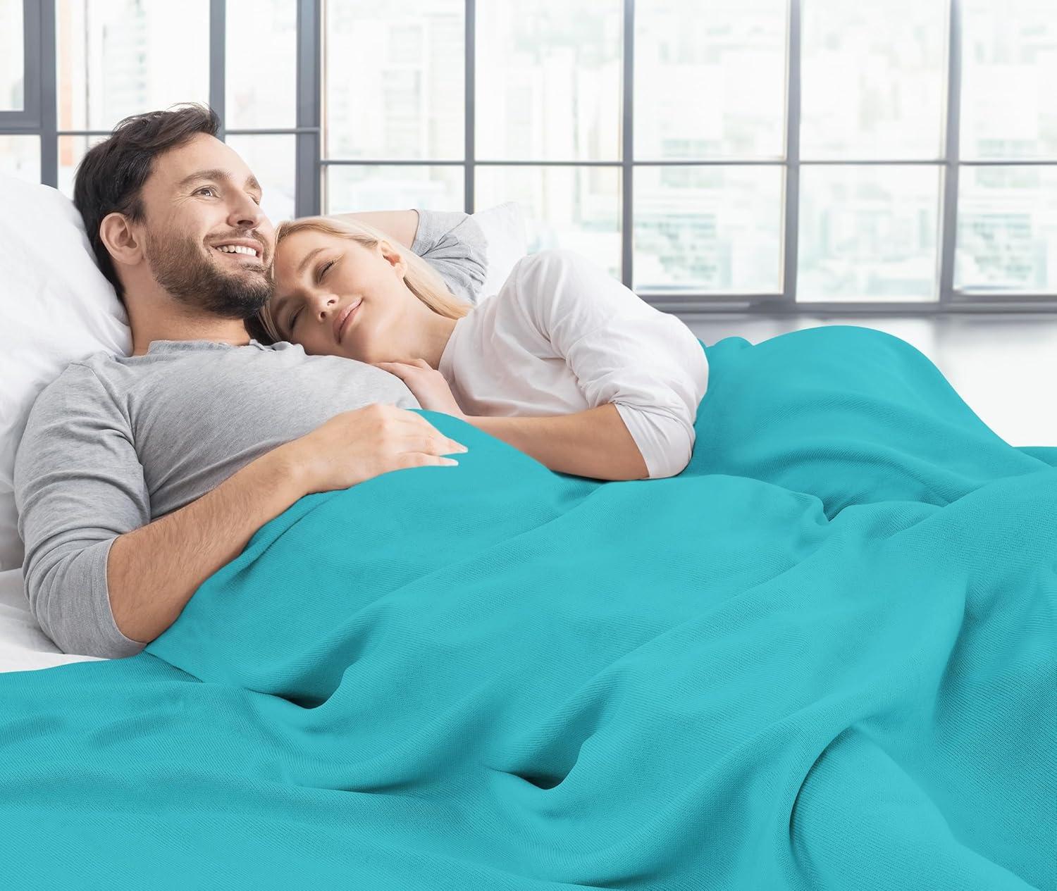 imageUtopia Bedding Knit Blanket Queen Size 90x90 Inches Grey Soft Lightweight Jersey Breathable Sweatshirt Blanket for BedCouch ampamp SofaTurquoise