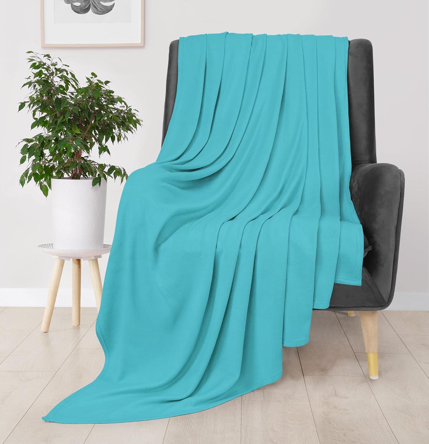 imageUtopia Bedding Knit Blanket Queen Size 90x90 Inches Grey Soft Lightweight Jersey Breathable Sweatshirt Blanket for BedCouch ampamp SofaTurquoise