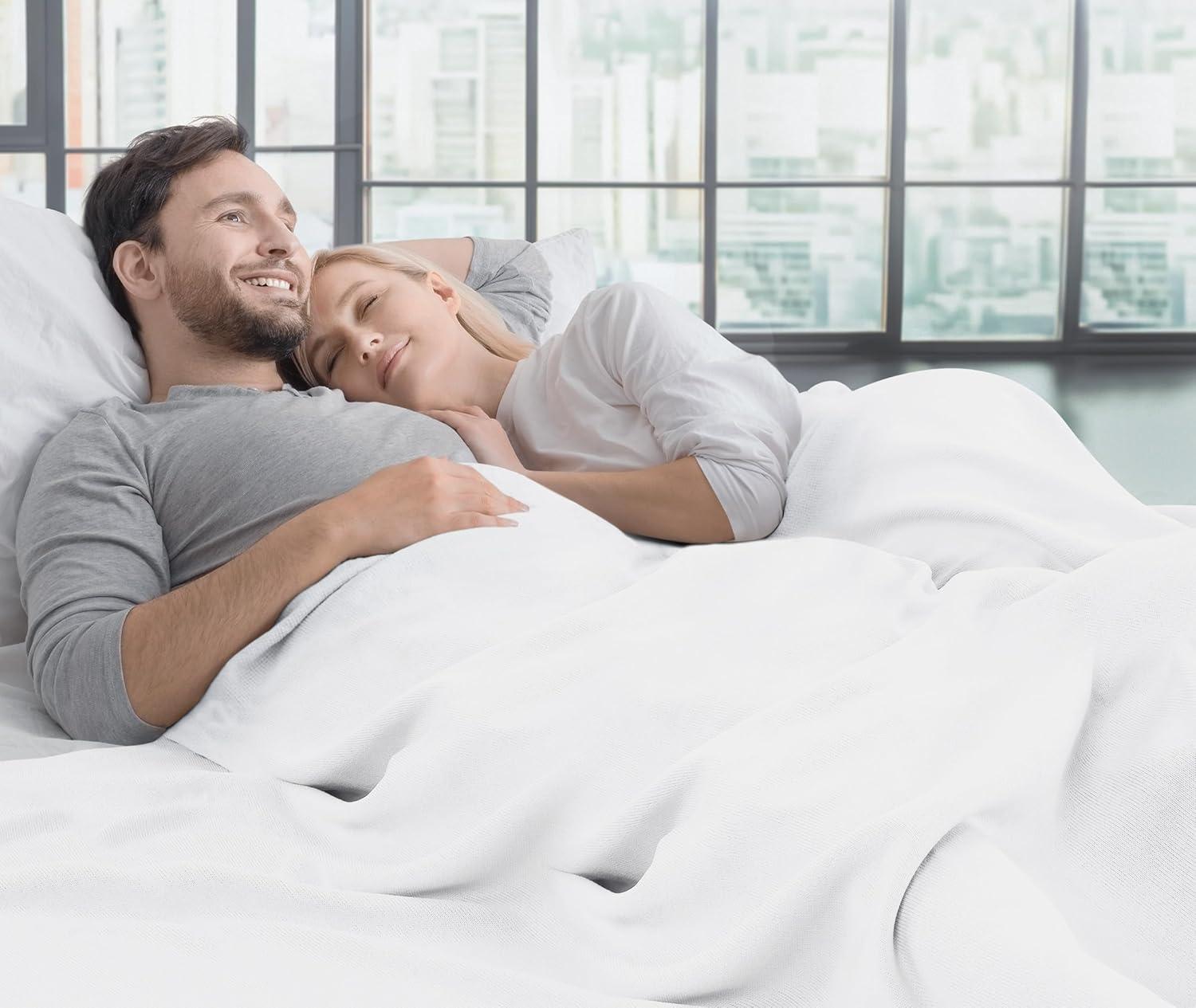 imageUtopia Bedding Knit Blanket Queen Size 90x90 Inches Grey Soft Lightweight Jersey Breathable Sweatshirt Blanket for BedCouch ampamp SofaWhite