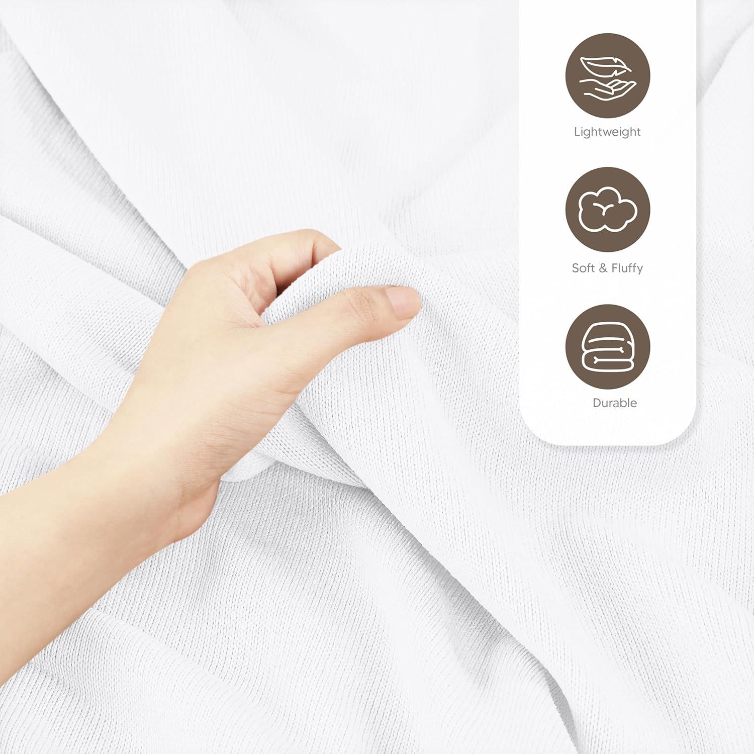 imageUtopia Bedding Knit Blanket Queen Size 90x90 Inches Grey Soft Lightweight Jersey Breathable Sweatshirt Blanket for BedCouch ampamp SofaWhite