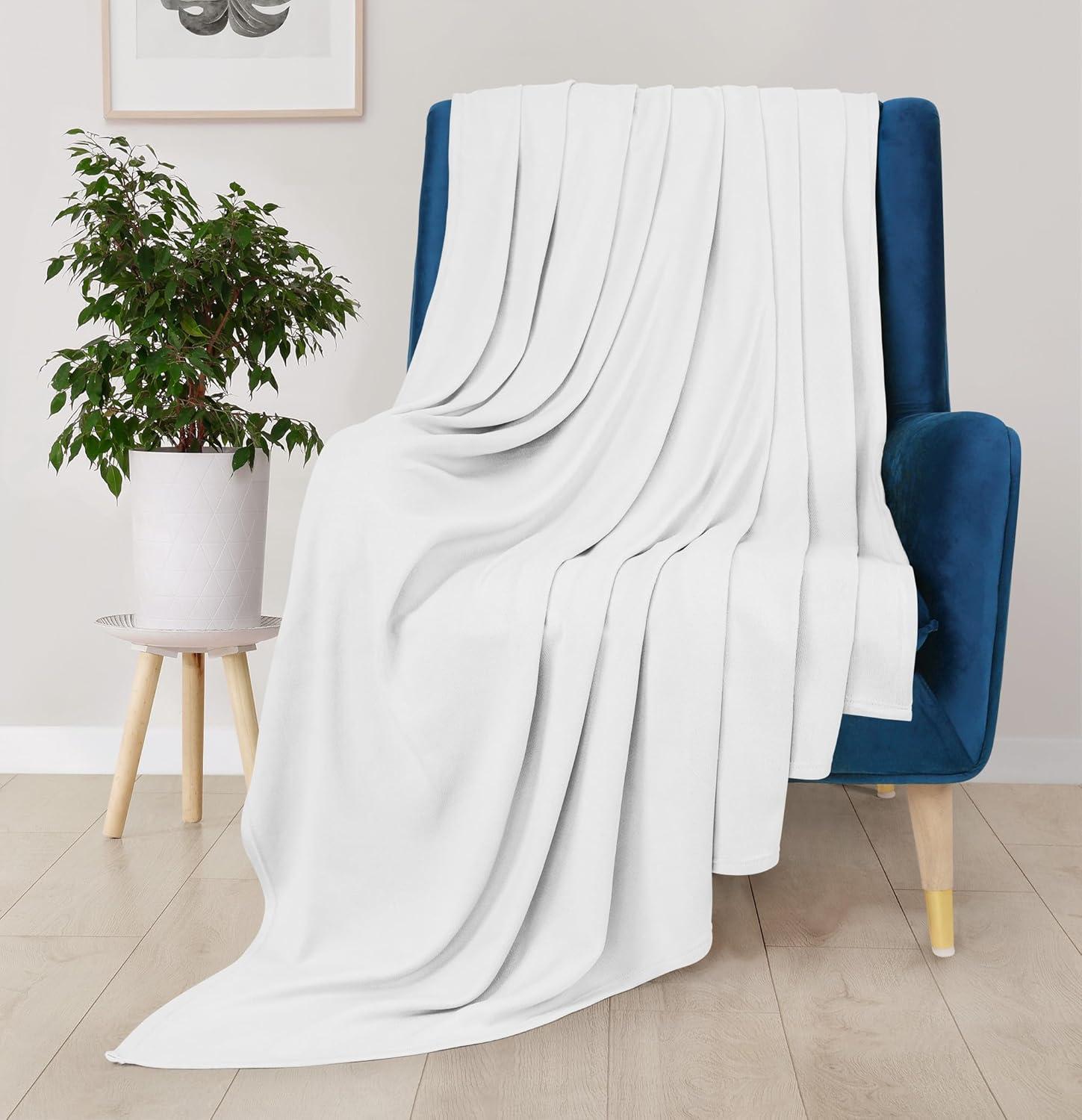 imageUtopia Bedding Knit Blanket Queen Size 90x90 Inches Grey Soft Lightweight Jersey Breathable Sweatshirt Blanket for BedCouch ampamp SofaWhite
