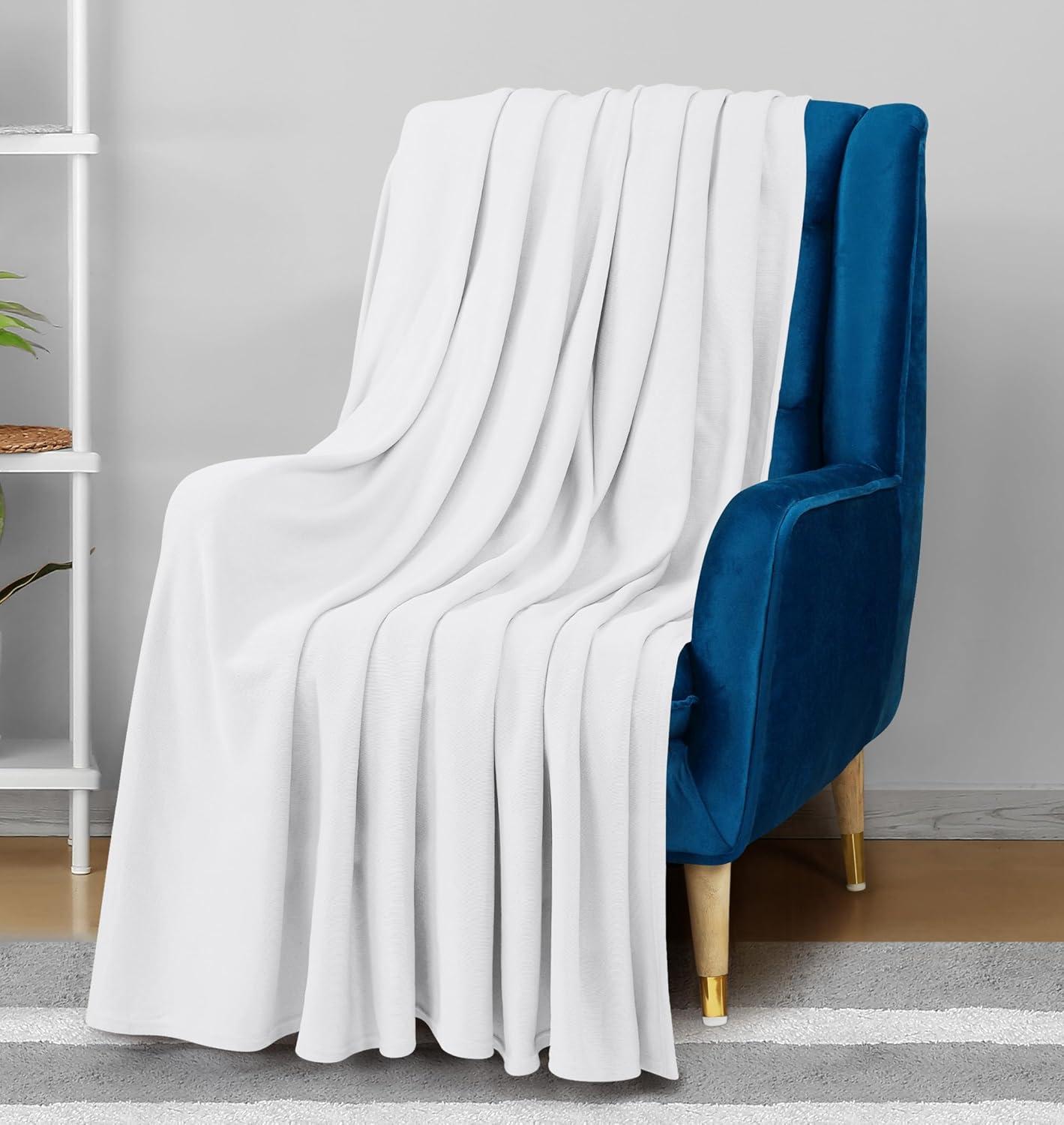 imageUtopia Bedding Knit Blanket Queen Size 90x90 Inches Grey Soft Lightweight Jersey Breathable Sweatshirt Blanket for BedCouch ampamp SofaWhite