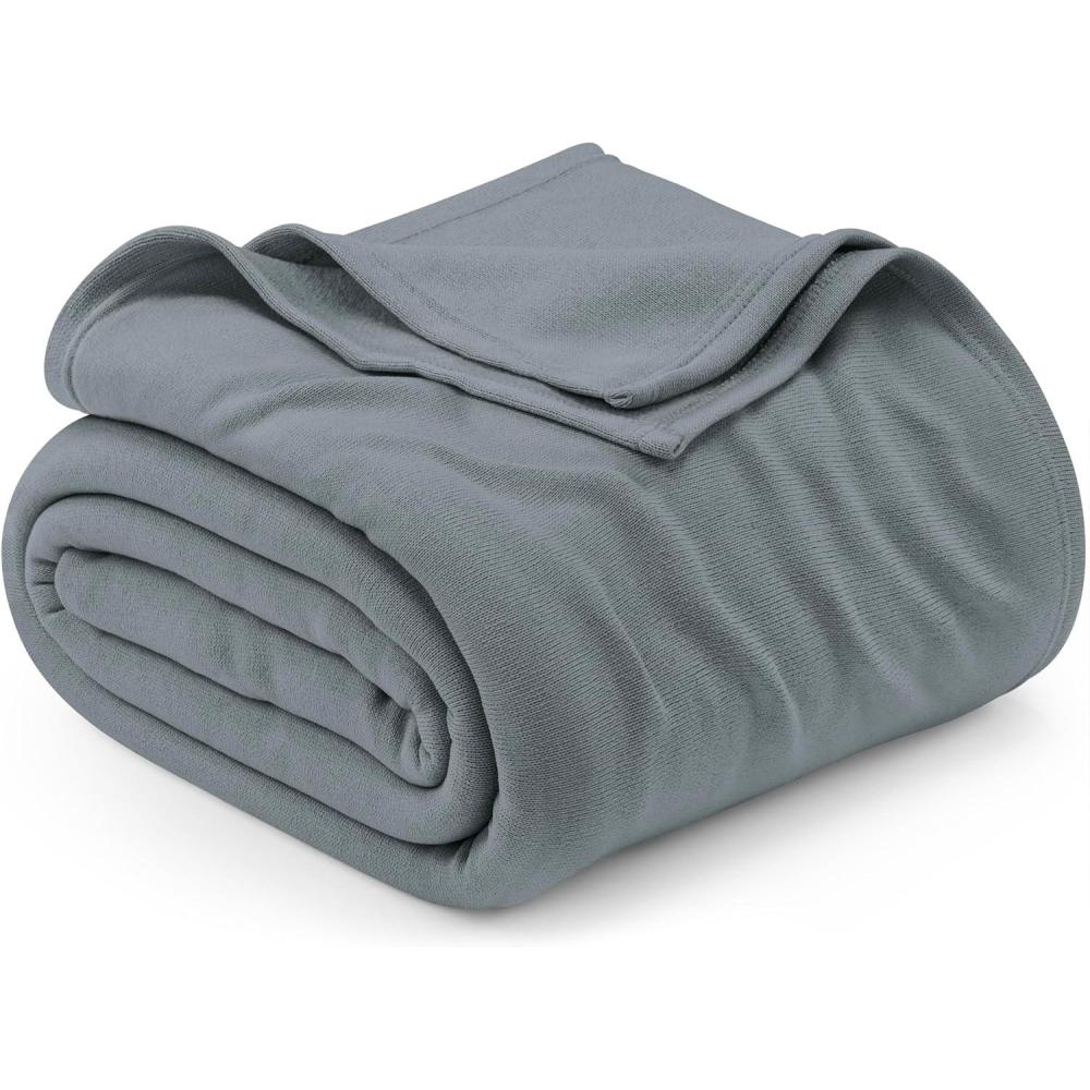 imageUtopia Bedding Knit Blanket Queen Size 90x90 Inches Grey Soft Lightweight Jersey Breathable Sweatshirt Blanket for BedCouch ampamp SofaGrey