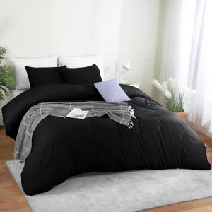 imageUtopia Bedding Duvet Cover Set with Pillowcases  3 Pieces Bedding Duvet Cover with Zipper Closure  1 Duvet Cover with 2 Pillowcases  Soft Brushed MicrofiberFull BlackBlack
