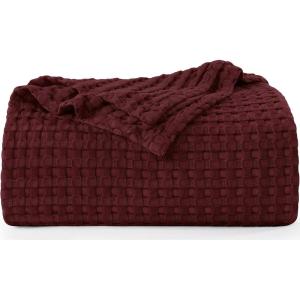 imageUtopia Bedding White 100 Cotton Waffle Blanket 300 GSM King  90x108 Inch Soft Lightweight Breathable Bed Blanket for All SeasonBurgundy