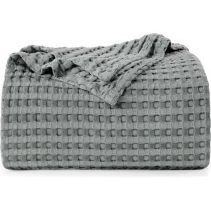 imageUtopia Bedding White 100 Cotton Waffle Blanket 300 GSM King  90x108 Inch Soft Lightweight Breathable Bed Blanket for All SeasonCool Grey