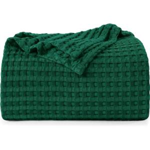 imageUtopia Bedding White 100 Cotton Waffle Blanket 300 GSM King  90x108 Inch Soft Lightweight Breathable Bed Blanket for All SeasonForest Green