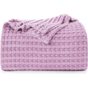 imageUtopia Bedding White 100 Cotton Waffle Blanket 300 GSM King  90x108 Inch Soft Lightweight Breathable Bed Blanket for All SeasonLavender