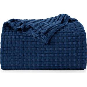 imageUtopia Bedding White 100 Cotton Waffle Blanket 300 GSM King  90x108 Inch Soft Lightweight Breathable Bed Blanket for All SeasonNavy