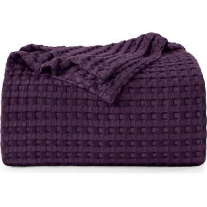 imageUtopia Bedding White 100 Cotton Waffle Blanket 300 GSM King  90x108 Inch Soft Lightweight Breathable Bed Blanket for All SeasonPlum