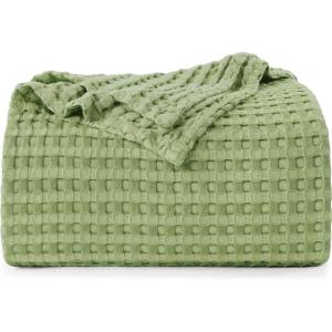 imageUtopia Bedding White 100 Cotton Waffle Blanket 300 GSM King  90x108 Inch Soft Lightweight Breathable Bed Blanket for All SeasonSage Green