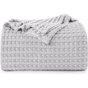 imageUtopia Bedding White 100 Cotton Waffle Blanket 300 GSM King  90x108 Inch Soft Lightweight Breathable Bed Blanket for All SeasonSilver