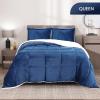 imageUtopia Bedding Micromink Sherpa Fleece Queen Comforter Set with 2 Pillow Shams Plush and Warm Bedding Comforter Sets Down Alternative Comforter Ultra Soft and Cozy Comforter Set Queen NavyNavy