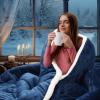 imageUtopia Bedding Micromink Sherpa Fleece Queen Comforter Set with 2 Pillow Shams Plush and Warm Bedding Comforter Sets Down Alternative Comforter Ultra Soft and Cozy Comforter Set Queen NavyNavy