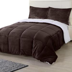 imageUtopia Bedding All Season Alternative Fleece Comforter  Reversible Sherpa Comforter Set King Chocolate with 2 Pillow Shams  Soft and Comfortable  Machine Washable