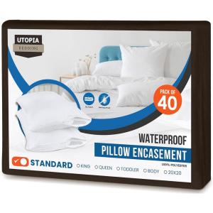 imageUtopia Bedding Waterproof Pillow Protectors Zippered 2 Pack Red Queen Size Zippered Pillowcases Bed Bug Proof Pillow Encasement Covers 20 x 28 InchesBrown