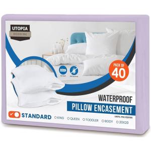 imageUtopia Bedding Waterproof Pillow Protectors Zippered 2 Pack Red Queen Size Zippered Pillowcases Bed Bug Proof Pillow Encasement Covers 20 x 28 InchesLavender
