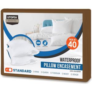 imageUtopia Bedding Waterproof Pillow Protectors Zippered 2 Pack Red Queen Size Zippered Pillowcases Bed Bug Proof Pillow Encasement Covers 20 x 28 InchesMocha