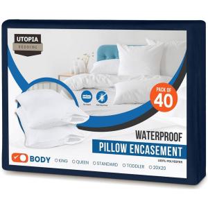 imageUtopia Bedding Waterproof Pillow Protectors Zippered 2 Pack Red Queen Size Zippered Pillowcases Bed Bug Proof Pillow Encasement Covers 20 x 28 InchesNavy