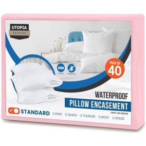 imageUtopia Bedding Waterproof Pillow Protectors Zippered 2 Pack Red Queen Size Zippered Pillowcases Bed Bug Proof Pillow Encasement Covers 20 x 28 InchesPink