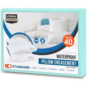 imageUtopia Bedding Waterproof Pillow Protectors Zippered 2 Pack Red Queen Size Zippered Pillowcases Bed Bug Proof Pillow Encasement Covers 20 x 28 InchesSpa Blue