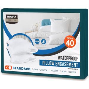 imageUtopia Bedding Waterproof Pillow Protectors Zippered 2 Pack Red Queen Size Zippered Pillowcases Bed Bug Proof Pillow Encasement Covers 20 x 28 InchesTeal
