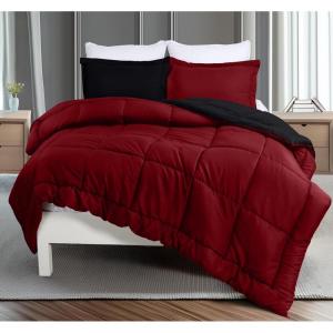 imageUtopia Bedding King Comforter Set  3 Piece Grey Comforters King Size Bed Set  Down Alternative Duvet Insert Includes 1 All Season Comforter 90 x 102 in and 2 Pillow Shams 20 x 36 inRedBlack