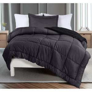 imageUtopia Bedding King Comforter Set  3 Piece Grey Comforters King Size Bed Set  Down Alternative Duvet Insert Includes 1 All Season Comforter 90 x 102 in and 2 Pillow Shams 20 x 36 inGreyBlack