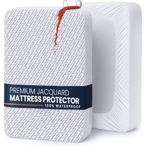 imageUtopia Bedding Waterproof Mattress Protector Twin Size Gray Premium 3D Air Soft Fabric Mattress Cover Fits 15 Inches Deep Breathable Fitted Style with Stretchable PocketsWhite