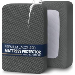 imageUtopia Bedding Waterproof Mattress Protector Twin Size Gray Premium 3D Air Soft Fabric Mattress Cover Fits 15 Inches Deep Breathable Fitted Style with Stretchable PocketsGrey