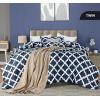 imageUtopia Bedding Queen Comforter Set Grey Printed Comforters Queen Size 3 Piece Lightweight All Season Down Alternative Bedding Set with 1 Comforter 88 x 88 in and 2 Pillow Shams 20 x 26 inQuatrefoil Navy