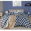 imageUtopia Bedding Queen Comforter Set Grey Printed Comforters Queen Size 3 Piece Lightweight All Season Down Alternative Bedding Set with 1 Comforter 88 x 88 in and 2 Pillow Shams 20 x 26 inQuatrefoil Navy