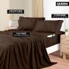 imageUtopia Bedding Queen Sheet Set Soft Microfiber 4 Piece Hotel Luxury Bed Sheets for Women Men Kids ampamp Teens with Side Storage Deep Pocket Fitted Sheet  Pillow Cases  Flat Sheet BrownBrown