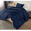 imageUtopia Bedding Twin Comforter Set White Comforters Twin Size 2 Pieces Bedding Comforters Sets Down Alternative Soft Bed Set 1 Comforter 64 x 88 inches 1 Pillow Sham 20 x 26 inchesNavy