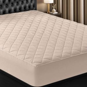 imageUtopia Bedding Quilted Fitted Mattress Pad Queen Size Elastic Fitted Mattress Topper Protector and Cover Stretches up to 16 Inches Deep Machine Washable BurgundyBeige