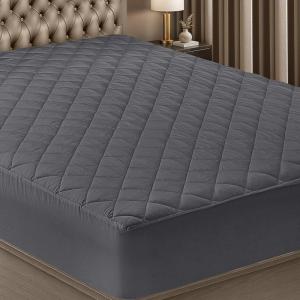 imageUtopia Bedding Quilted Fitted Mattress Pad Queen Size Elastic Fitted Mattress Topper Protector and Cover Stretches up to 16 Inches Deep Machine Washable BurgundyGrey