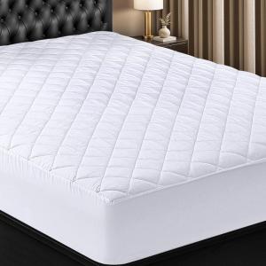 imageUtopia Bedding Quilted Fitted Mattress Pad Queen Size Elastic Fitted Mattress Topper Protector and Cover Stretches up to 16 Inches Deep Machine Washable BurgundyWhite