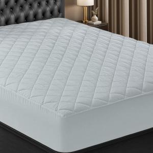 imageUtopia Bedding Quilted Fitted Mattress Pad Queen Size Elastic Fitted Mattress Topper Protector and Cover Stretches up to 16 Inches Deep Machine Washable BurgundyLight Grey
