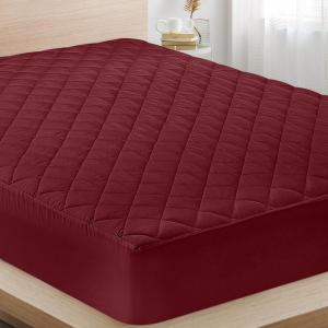 imageUtopia Bedding Quilted Fitted Mattress Pad Queen Size Elastic Fitted Mattress Topper Protector and Cover Stretches up to 16 Inches Deep Machine Washable BurgundyBurgundy