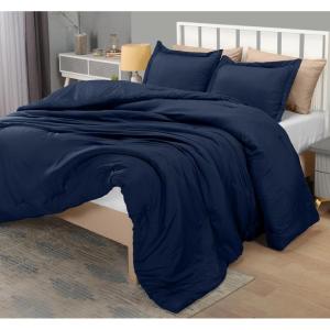 imageUtopia Bedding Twin Comforter Set White Comforters Twin Size 2 Pieces Bedding Comforters Sets Down Alternative Soft Bed Set 1 Comforter 64 x 88 inches 1 Pillow Sham 20 x 26 inchesNavy