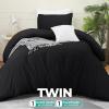 imageUtopia Bedding Duvet Cover Set with Pillowcases  3 Pieces Bedding Duvet Cover with Zipper Closure  1 Duvet Cover with 2 Pillowcases  Soft Brushed Microfiber Queen WhiteBlack