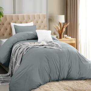 imageUtopia Bedding Duvet Cover Set with Pillowcases  3 Pieces Bedding Duvet Cover with Zipper Closure  1 Duvet Cover with 2 Pillowcases  Soft Brushed Microfiber Queen WhiteGrey
