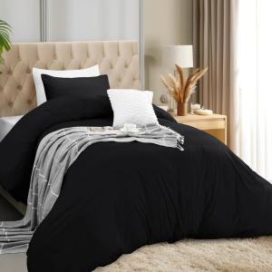 imageUtopia Bedding Duvet Cover Set with Pillowcases  3 Pieces Bedding Duvet Cover with Zipper Closure  1 Duvet Cover with 2 Pillowcases  Soft Brushed Microfiber Queen WhiteBlack