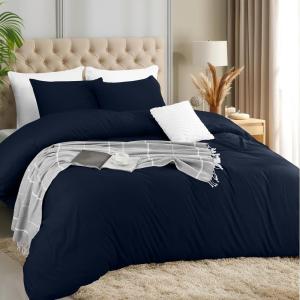 imageUtopia Bedding Duvet Cover Set with Pillowcases  3 Pieces Bedding Duvet Cover with Zipper Closure  1 Duvet Cover with 2 Pillowcases  Soft Brushed Microfiber Queen WhiteNavy