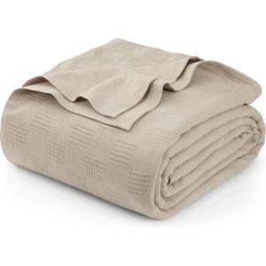 imageUtopia Bedding Khaki 100 Cotton Blanket Full Size  90x84 Inch 350GSM Lightweight Soft and Breathable Thermal Blanket for All Seasons Pack of 8