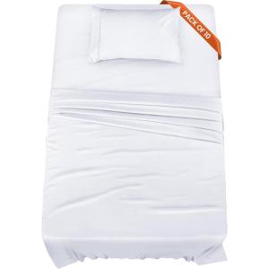 imageUtopia Bedding Twin XL Sheets  Bulk Pack of 10 Sheet Sets  Perfect for Hotel Guest Bedroom ampamp College Dorm Room  Brushed Microfiber  Shrinkage and Fade Resistant  Easy Care Twin XL White