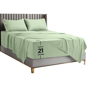 imageUtopia Bedding Deep Pocket Queen Sheet Set  Fits Mattresses Up to 21 inches  4 Piece Bed Sheets Soft Cooling Sheets  Fade ampamp Shrink Resistant  Denim BlueSage