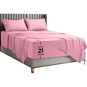 imageUtopia Bedding Deep Pocket Queen Sheet Set  Fits Mattresses Up to 21 inches  4 Piece Bed Sheets Soft Cooling Sheets  Fade ampamp Shrink Resistant  Denim BluePink