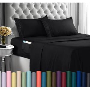 imageUtopia Bedding Deep Pocket Queen Sheet Set  Fits Mattresses Up to 21 inches  4 Piece Bed Sheets Soft Cooling Sheets  Fade ampamp Shrink Resistant  Denim BlueBlack